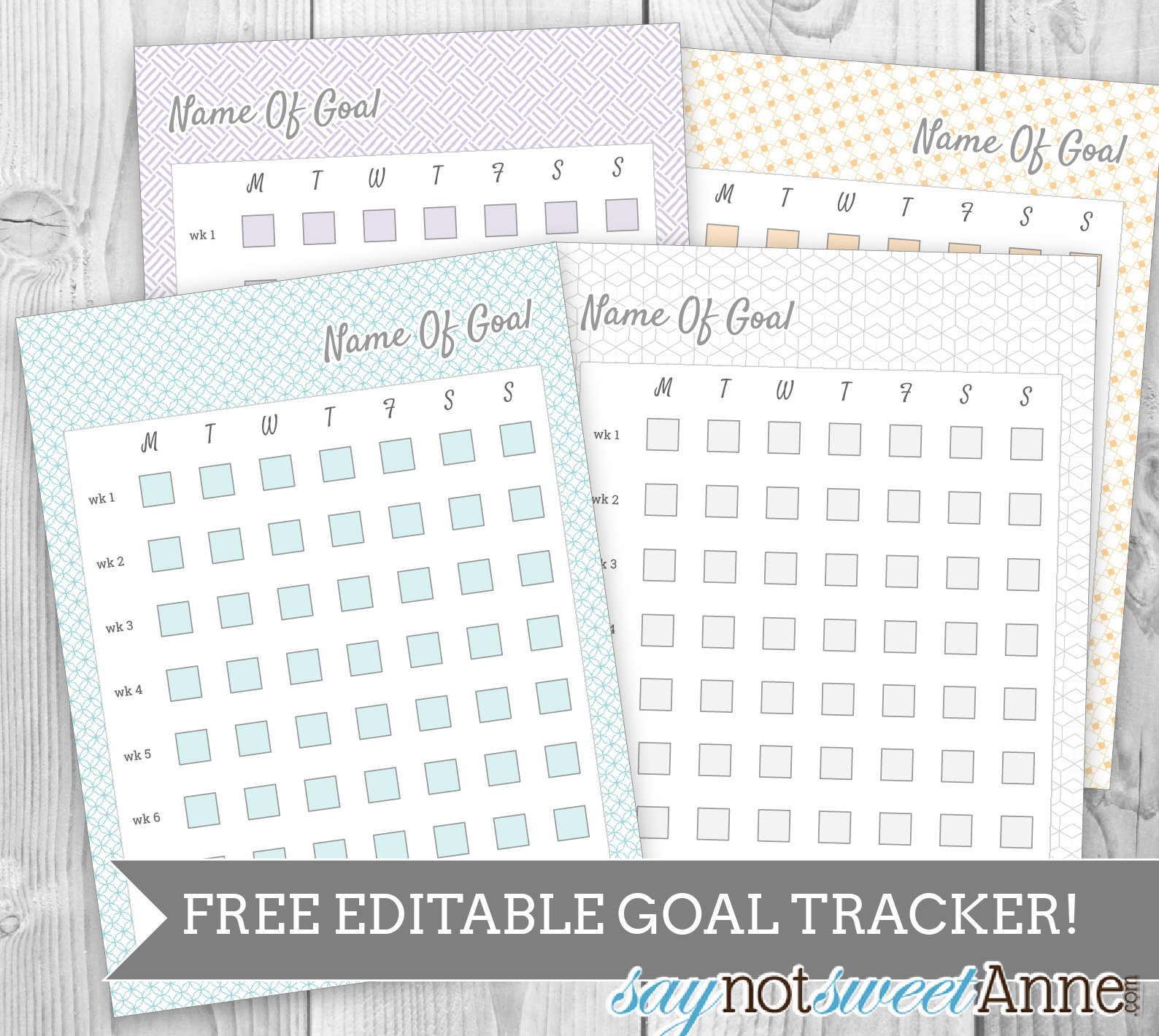 Free Editable Printable Goal Tracker Sweet Anne Designs