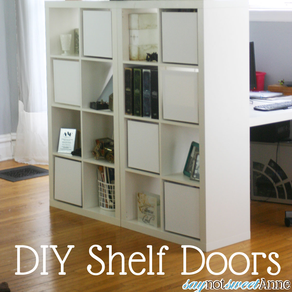 ikea book shelf half doors