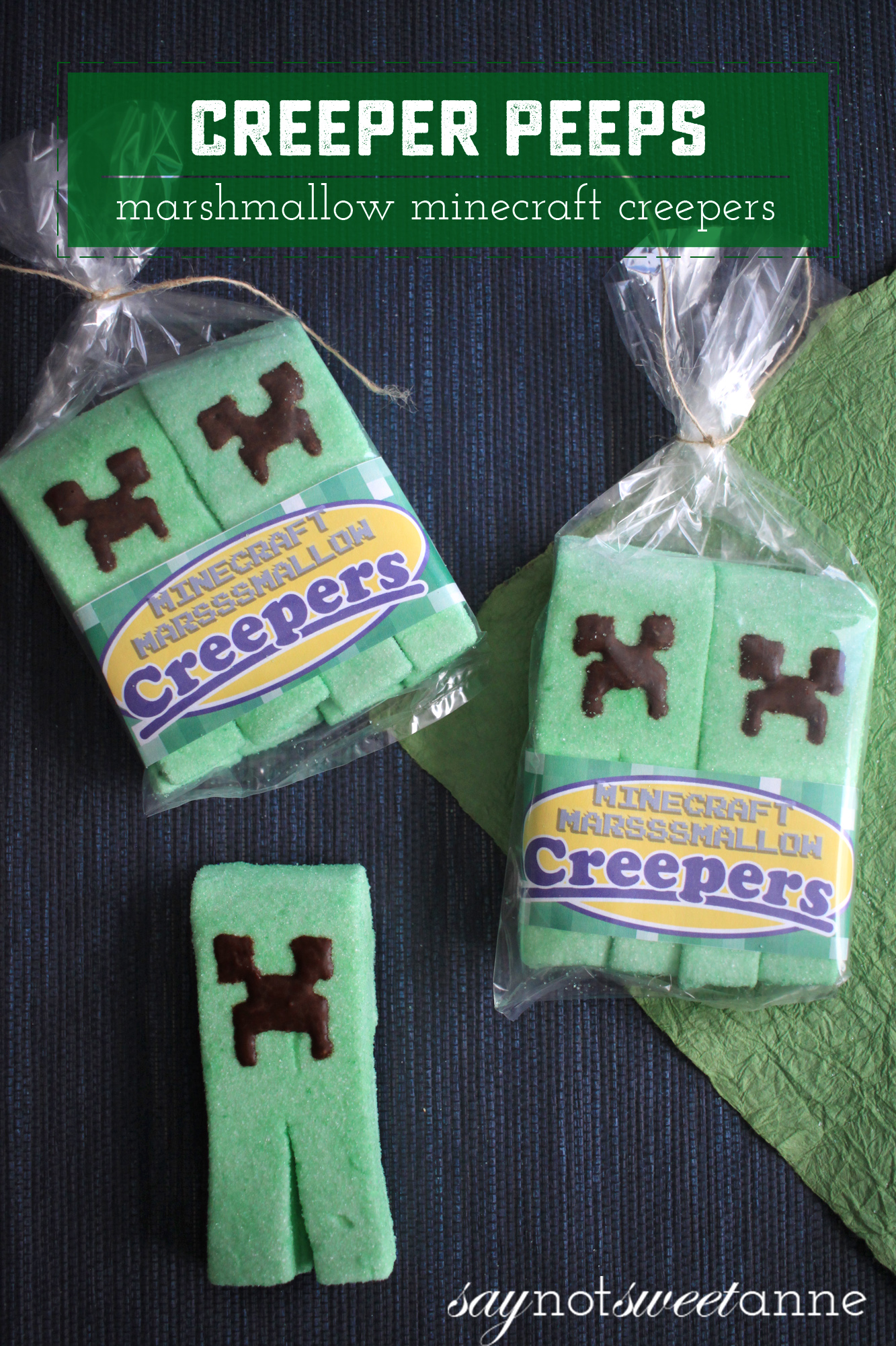 Minecraft Marshmallow Creeper Peeps Easy Diy Recipe