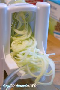 Creamy Pickle Salad | Three ingredients, great with a spiral cutter, or in slices!  Via saynotsweetanne.com #summer #pickle #cucumber #recipe