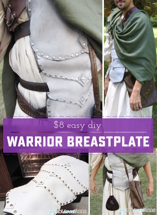 Easy and Cheap DIY Warrior Costume Breastplate | saynotsweetanne.com | #halloween #costume #warrior #dnd #renaissance #diy