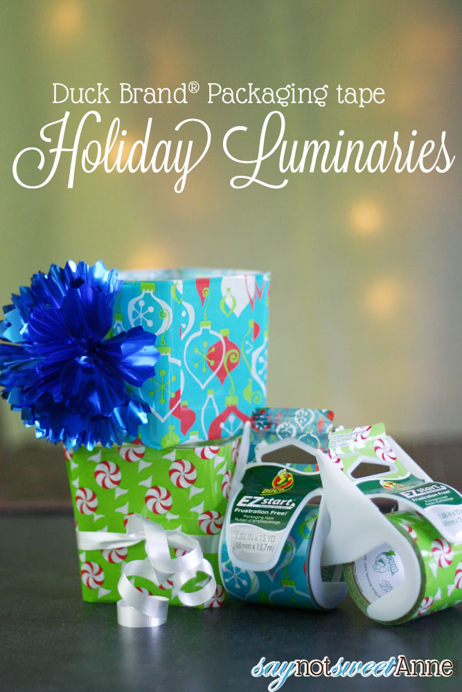 DIY Packaging Tape Luminaries | saynotsweetanne.com | #EZStart #Holiday #DIY