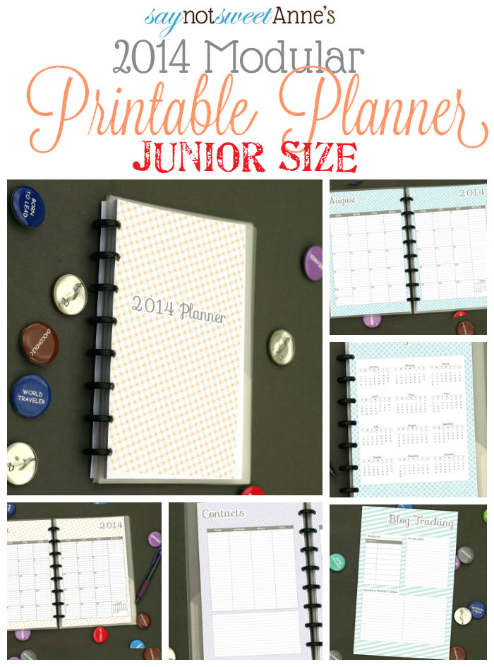 Amazing Printable Junior Sized Planner! Jan - Dec '14 with tons of choices! Meal planning, lesson planning, kid sport tracking etc! | from saynotsweetanne.com | #planner #printable #organize #student #meal #mommy #lesson