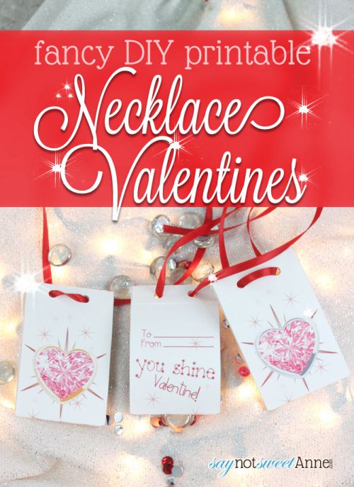 Easy DIY Jeweled Necklace Valentines! Perfect for last minute, with space for any kind of candy! | saynotsweetanne.com | #valentine #cute #DIY #necklace #princess