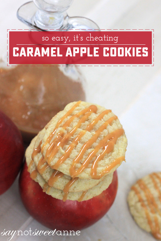 Caramel Apple Cookies - Delicious, out of the ordinary, and easy to whip up in a hurry! | Saynotsweetanne.com | #apple #cookies #caramel #dessert