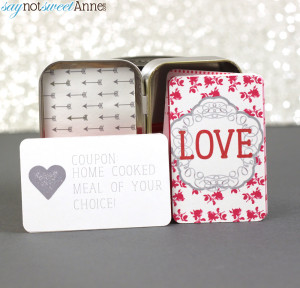 Sweet Printable Love Notes in a tin! Upcycle an old Altioids tin to house these sweet, personal sayings | saynotsweetanne.com | #love #card # tin #valentine