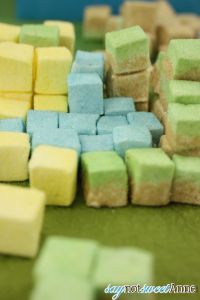 DIY Minecraft World Marshmallows! Make edible blocks of marshmallows in the style of Minecraft blocks! Kids will love to play with and then eat them! | saynotsweetanne.com | #diy #minecraft #party #kids #treat
