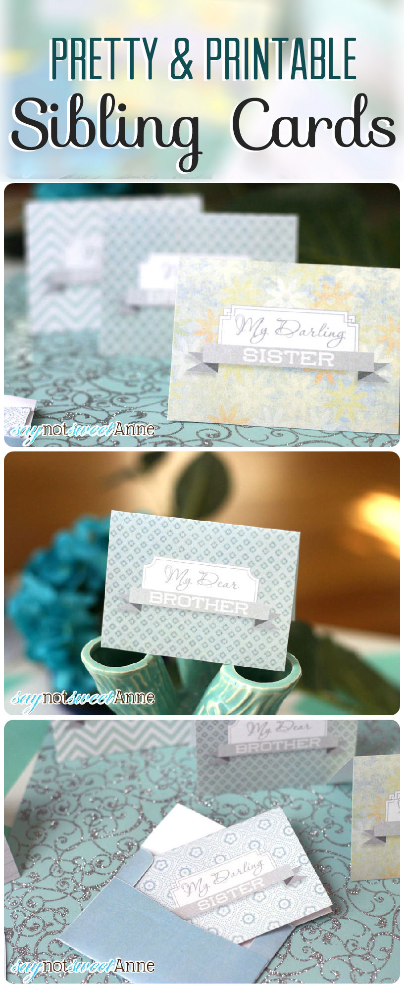Easy Printable Siblings Cards! Show your brother or sister how much you love them - just because! | saynotsweetanne.com | #diy #card #printable #siblings