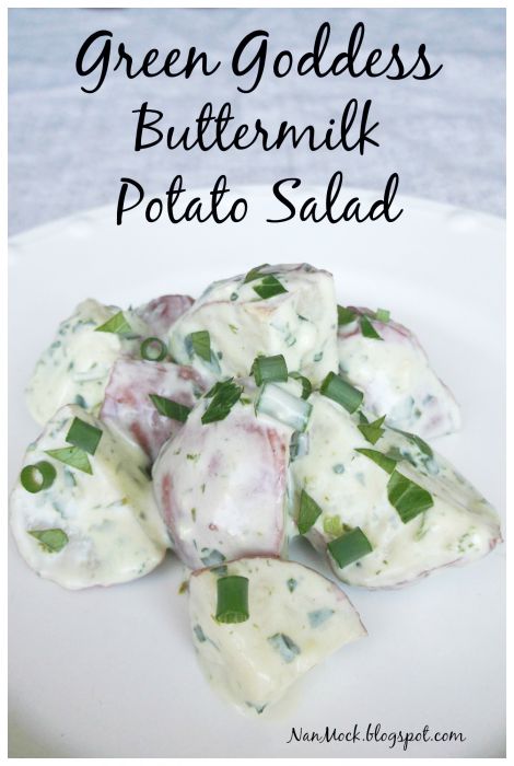 Creamy and Delicious Green Goddess Potato Salad | nanmock.blogspot.com via saynotsweetanne.com | #salad #side #recipe #greengoddess