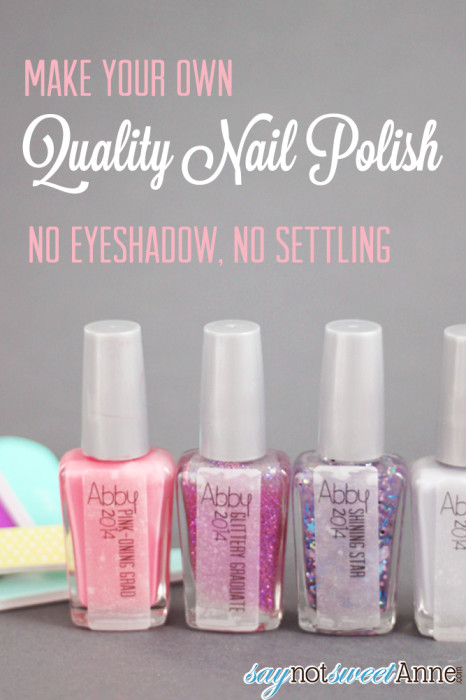 Easy, DIY, Quality Nail Polish! No eyeshadow, settling, or melted glitter! | Saynotsweetanne.com | #diy #polish #cute #franken