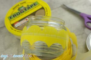 Easy DIY Scalloped Mirror Jar | Saynotsweetanne.com | #dit #ShapeTape #decor