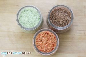 DIY Flavored Salt | Great gift, with three styles of customizable printable labels! | saynotsweetanne.com