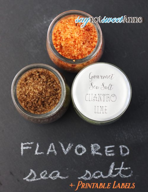 DIY Flavored Salt | Great gift, with three styles of customizable printable labels! | saynotsweetanne.com