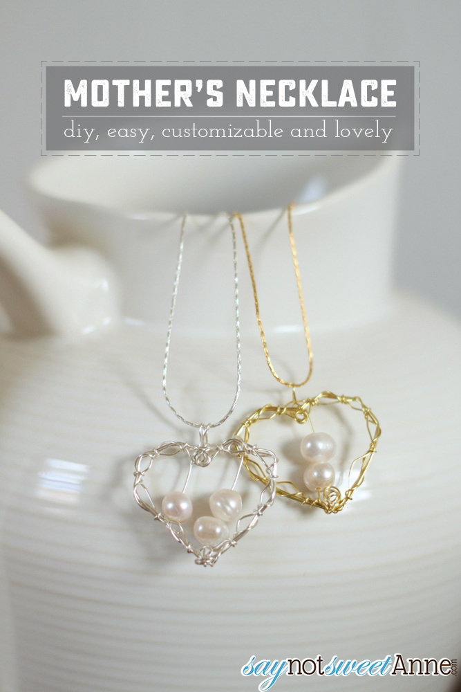 DIY Wire Wrapped Mother's Necklace. Easy to do, and so lovely! Add more pearls for each child! | saynotsweetanne.com