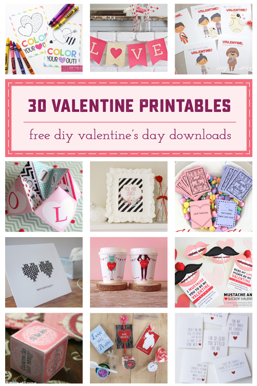 Collection of 30 Free Valentine Printables Sample