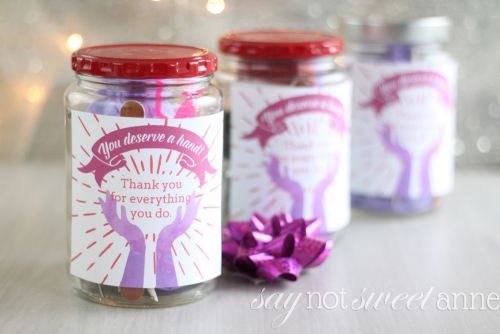 DIY Nail Jar Gift. Perfect for mom, teachers, friends and more! Printable Label to bring it all together. | Saynotsweetanne.com