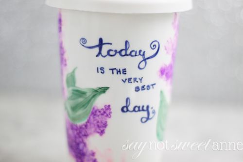 A Better Way to make a Sharpie Mug! More than just coloring a mug and baking it, this method creates a beautiful water color effect, allows you to erase while coloring and uses Dishwasher safe mod podge! | saynotsweetanne.com