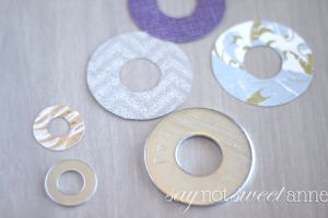 A more refined technique for a simple Washer Necklace. These lovely charms are made from every day materials, but look upscale and can be totally unique! | saynotsweetanne.com