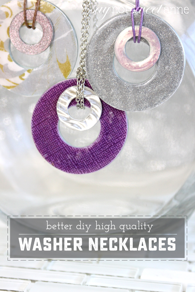 A more refined technique for a simple DIY Washer Necklace. These lovely charms are made from every day materials, but look upscale and can be totally unique! | saynotsweetanne.com