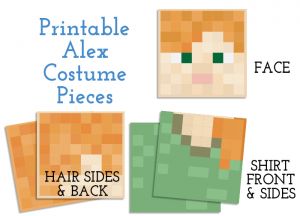 Printable Alex Minecraft Costume! This free printable and a couple of boxes are all you need to become Alex from Minecraft! (Creeper and Steve available too!) | saynotsweetanne.com