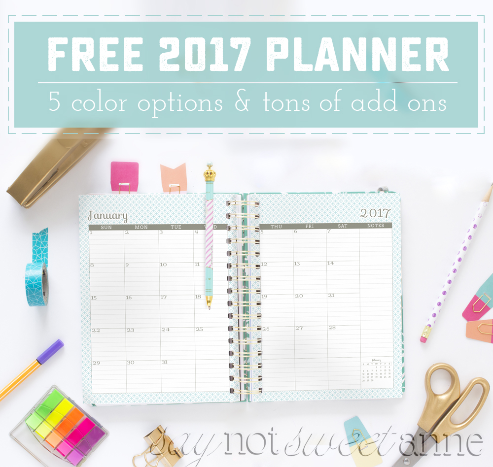 raket Melancholie Vuiligheid Printable 2017 Planner! - Sweet Anne Designs