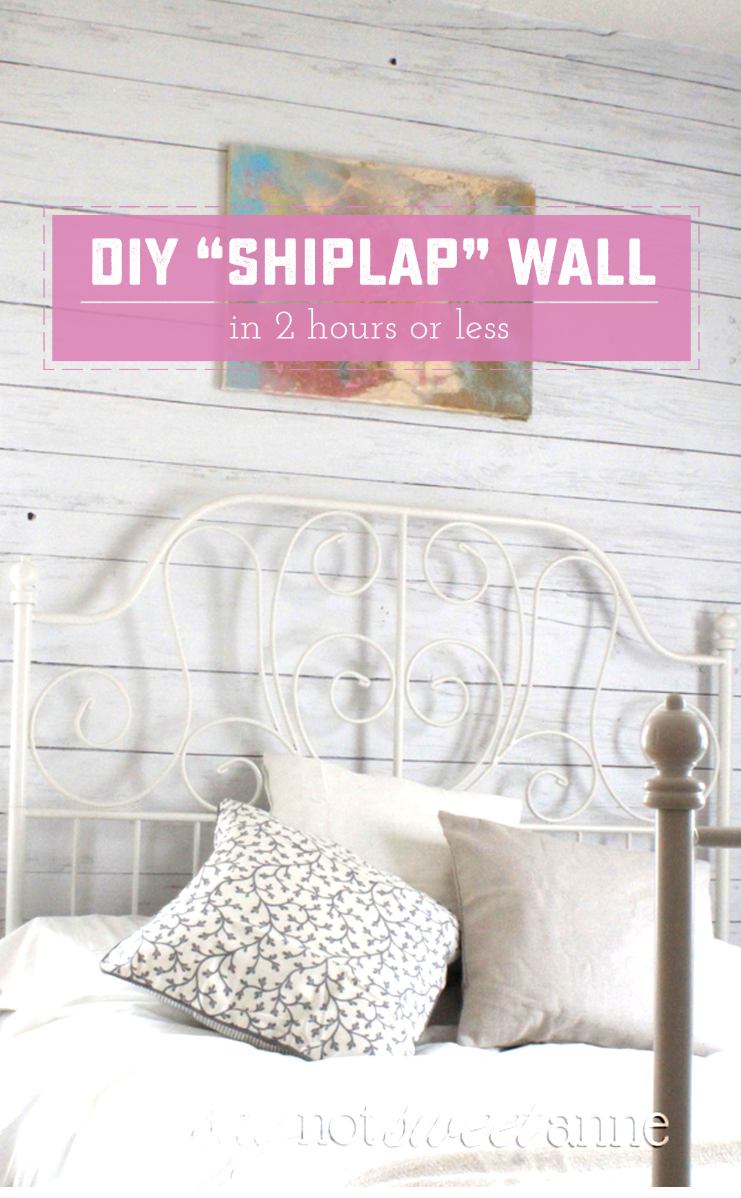 DIY Shiplap Wall. A fast, temporary way to add a beautiful shiplap look to your wall! | saynotsweetanne.com