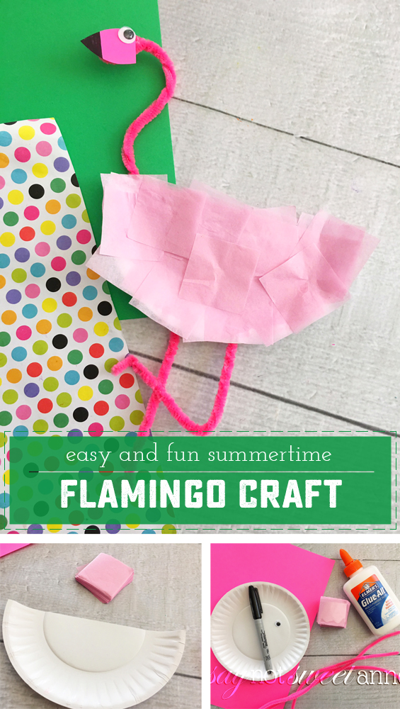 Easy Summer Craft - Flamingo! Capture the bright cheery joy of summer with this easy boredom buster. Perfect for classrooms, bible school, babysitting or other kid-friendly spaces. | saynotsweetanne.com