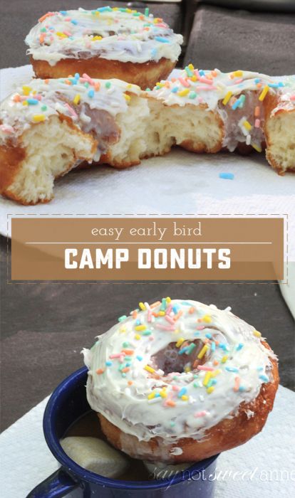 Easy Early Bird Camp Donuts - A great way to wake up at home or in the woods! Use a few basic ingredients and your camp stove to make a sweet breakfast or dessert. | Saynotsweetanne.com
