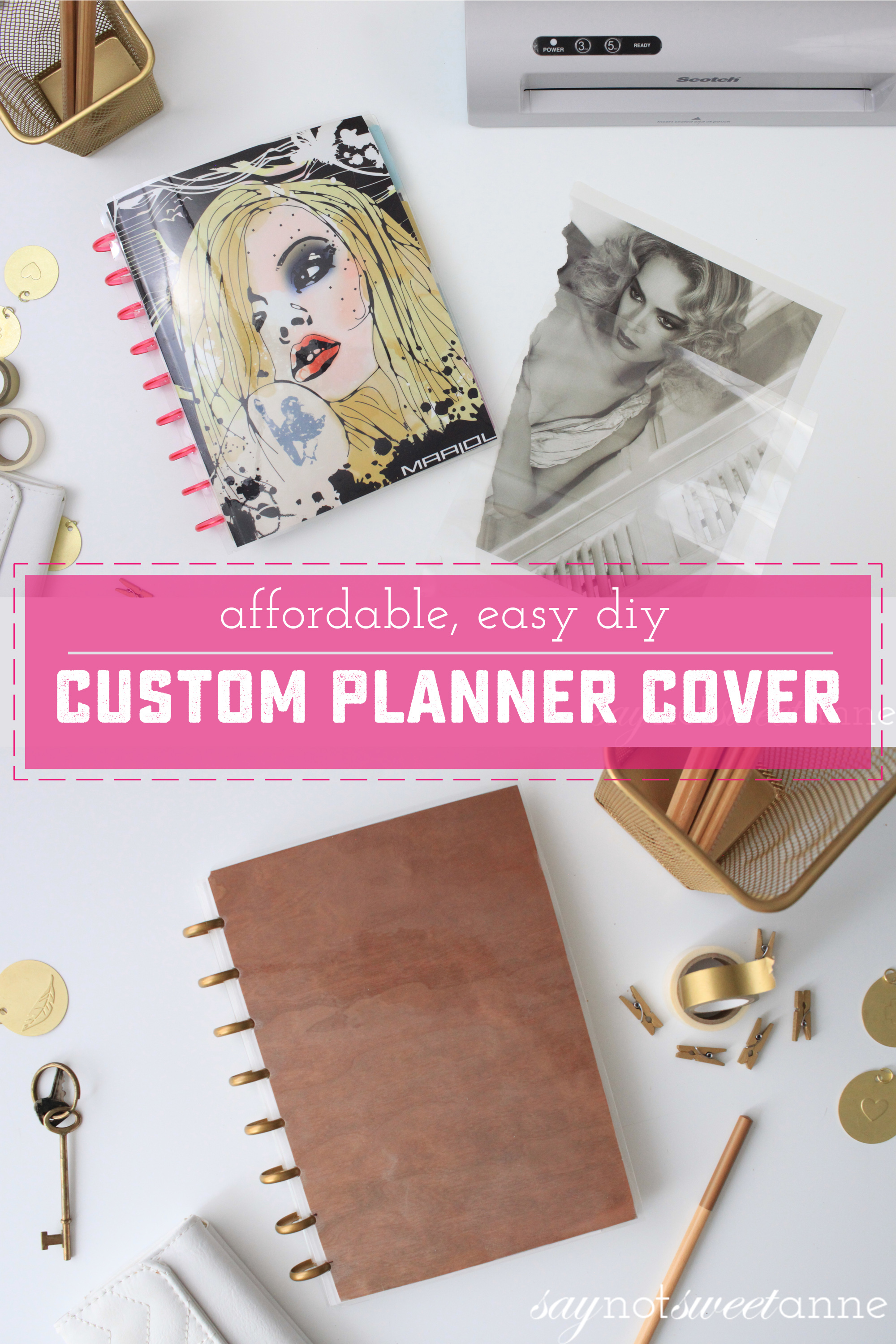 Make your own custom covers for pennies, and without proprietary kits! Perfect for Martha Stewart, Tul, Arc, Create 365 MAMBI Happy Planners, IQ 360, and Levenger Circa brands! | Saynotsweetanne.com