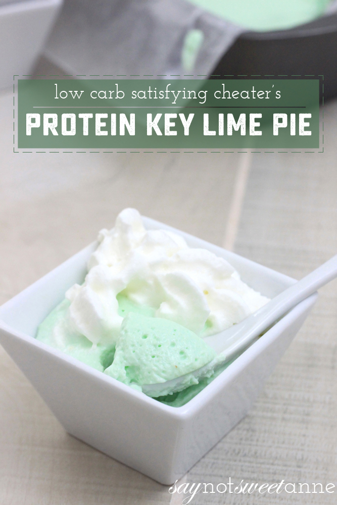 Powerful Protein Sugar Free Lime Pie. It is low carb, no-bake protein cheesecake and packed with lime flavor! | saynotsweetanne.com