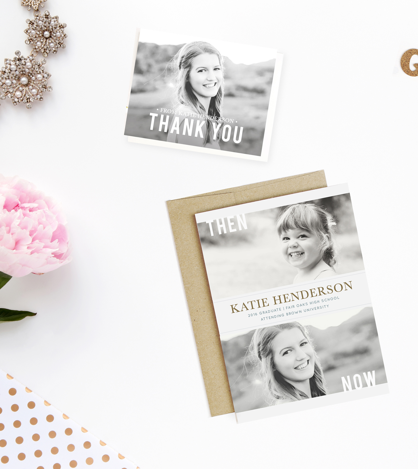 Use a little DIY spirit and you computer to have beautiful custom graduation invites made! Order matching Thank Yous too, and your grad is all set for the big party! | Saynotsweetanne.com