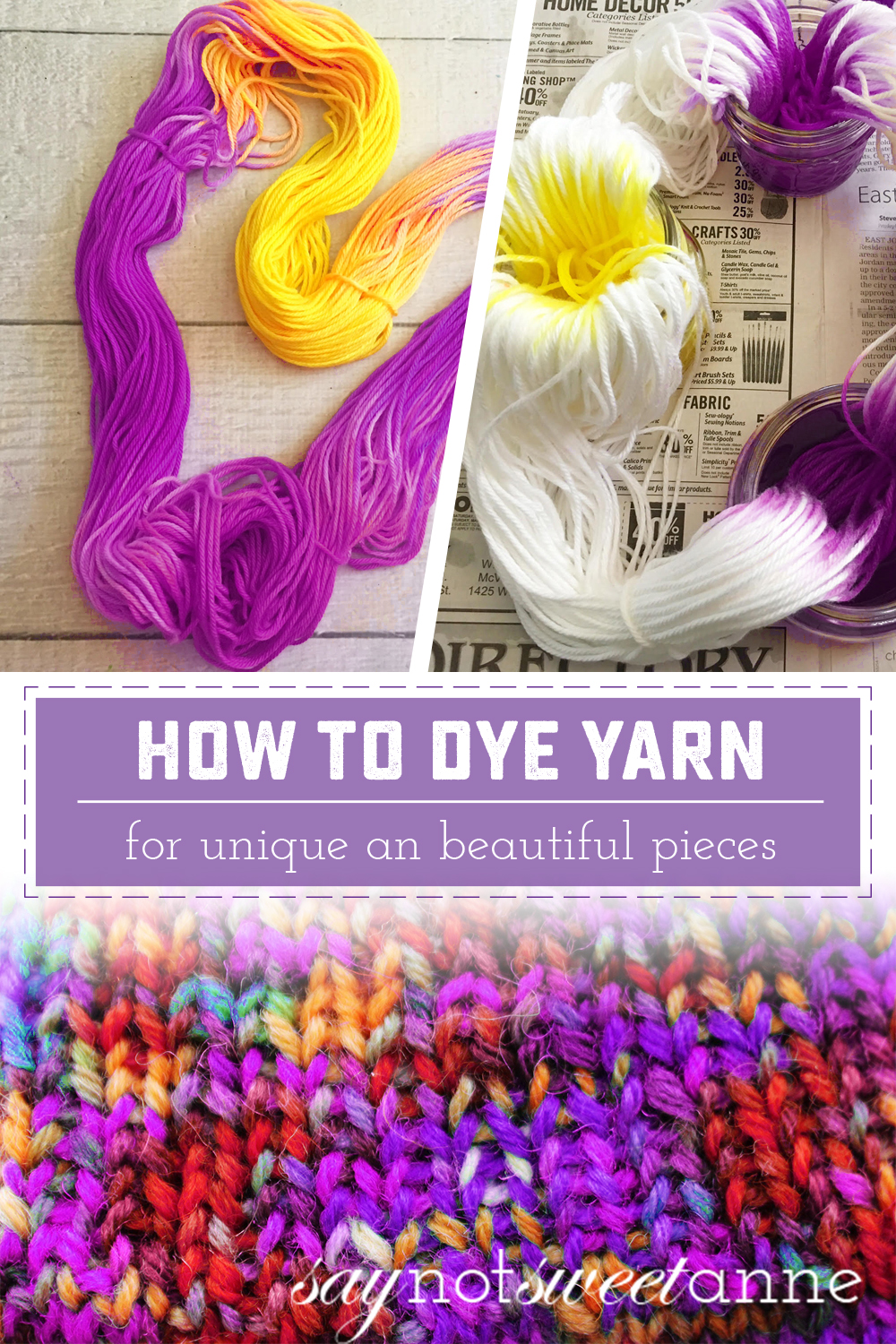 How to Dy Yearn - a great gift for any crafter, or a nice way to spice up your string crafts! | saynotsweetanne.com