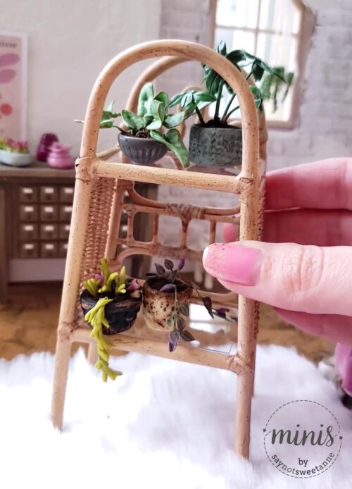 DIY Miniature Wicker Shelf | Saynotsweetanne.com